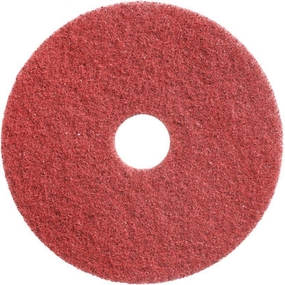 Das rote, zirkuläre Twister Pad von Diversey Deutschland GmbH & Co. OHG ist ein Scheuer- und Tiefenreinigungspad mit Loch in der Mitte – ideal für professionelle Reinigungsanwendungen und effektive Tiefenreinigung.
