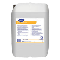 A white 20-liter plastic canister labeled "Suma Antifoam, Defoamer for Machine Dishwashing" by Diversey Deutschland GmbH & Co. OHG, featuring multilingual text on a blue and yellow label, with a handle and a dark lid. Ideal for machine dishwashing.