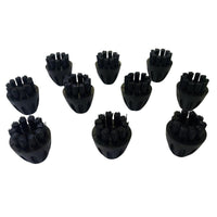Dieci spazzole identiche in nylon nero per il TASKI Steamer della Diversey Deutschland GmbH & Co. OHG (confezione da 10 pezzi) sono disposte su uno sfondo bianco e presentano setole corte e rigide raggruppate in ciuffi per garantire una maggiore efficacia di pulizia.