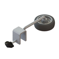 Der TASKI Wandschutz mit Rad von Diversey Deutschland GmbH & Co. OHG ist ein gebogenes Metallrad mit schwarzem Gummireifen und verstellbarer Halterung - ideal als Wand- oder Kratzschutz (Packung: 1 Stück).