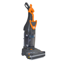 A black-and-orange TASKI swingo 150 B Li-Ion from Diversey—an ultra-compact, battery-powered scrubber-dryer with lithium-ion technology and a roller brush—is pictured against a white background.
