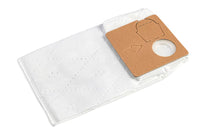 Un sac en non-tissé TASKI AERO UP pour aspirateur, fabriqué par Diversey Deutschland GmbH & Co. OHG, doté d'un col en carton marron, d'une ouverture ronde et d'une flèche sur fond blanc. Le paquet contient 1 pièce.