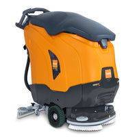 The TASKI ULTIMAXX 1900 DD65 Performance from Diversey Deutschland GmbH & Co. OHG is a next-generation orange-and-black wheel-driven scrubber-dryer with a 42-liter tank and a 65-cm dual-disc system for efficient cleaning.