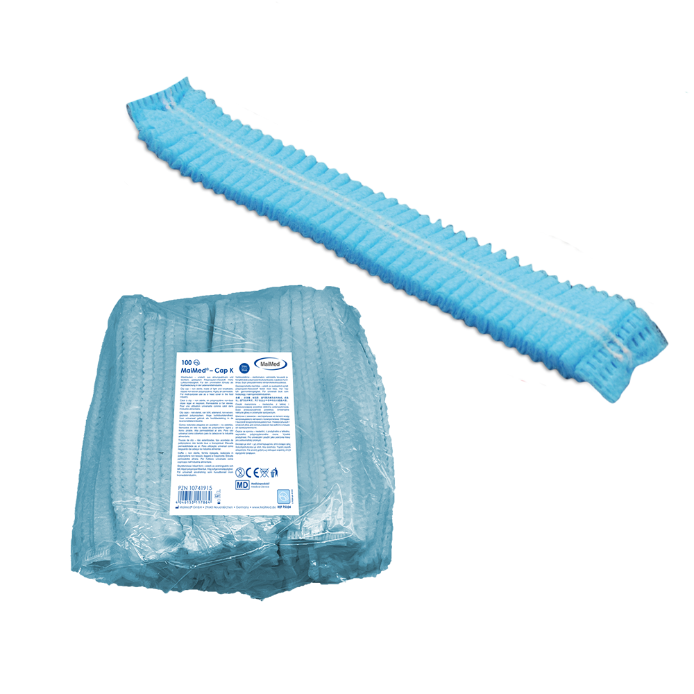 MaiMed-Cap K, cappuccio con clip in PP, 100 pezzi/sacchetto