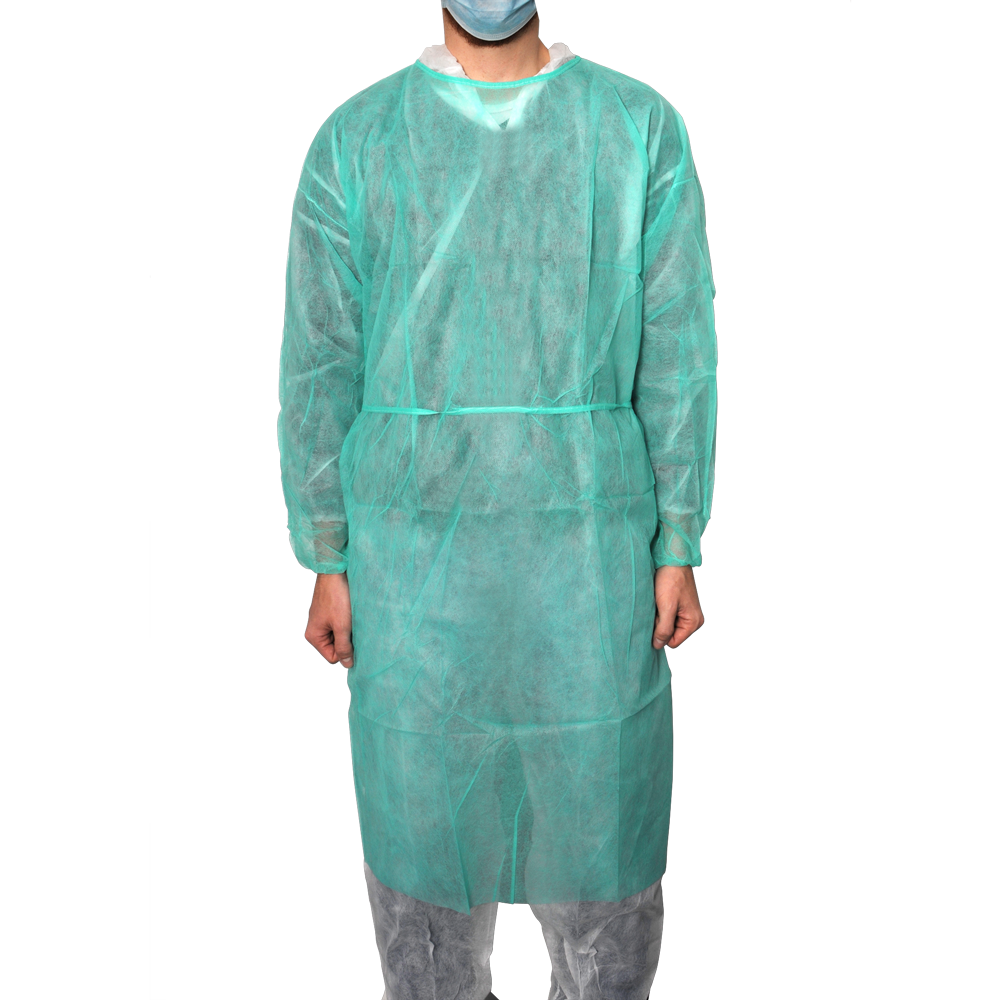 MaiMed-Coat Protect, blouse de protection en polaire, verte non stérile, poignets élastiques, longueur 120 cm, 10 pièces | Paquet (10 pièces)