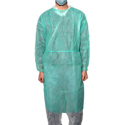 MaiMed-Coat Protect, blouse de protection en polaire, verte non stérile, poignets élastiques, longueur 120 cm, 10 pièces | Paquet (10 pièces)