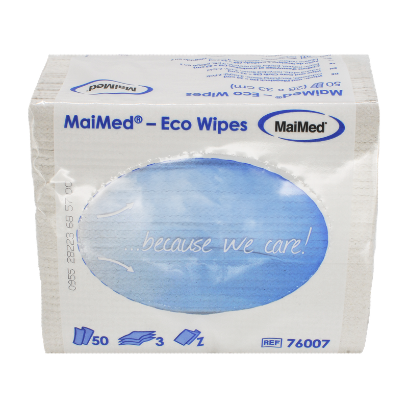 MaiMed- Eco Wipes - Wisch-& Pflegetuch, 28x33cm Recycling-Tissue, naturweiß, 3-lagig, 50 St./Pack | Packung (50 Stück)