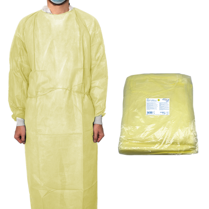 MaiMed-Coat ViruGuard, blouse de protection en polaire, poignets BW jaunes, 140x140cm, 10 pièces/paquet Série : Protect | Paquet (10 pièces)