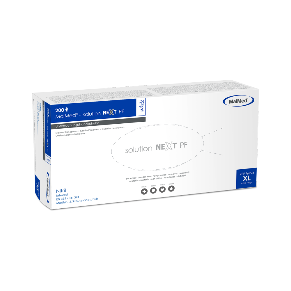 MaiMed-solution next gants en nitrile blanc, non stériles, sans latex, 200 pièces/boîte