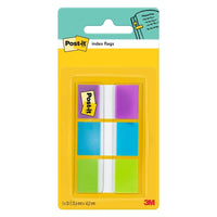 Eine Packung 3M Post-it® Index Haftstreifen, Standard (25,4 mm x 43,2 mm), 60 Haftstreifen in verschiedenen Farben in einem Spender. Ideal zum Ordnen von Dokumenten; mit Post-it® und 3M Deutschland GmbH Branding auf der Verpackung.