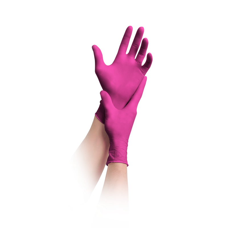 Guanti MaiMed-solution100 senza lattice, magenta, non sterili, senza polvere
