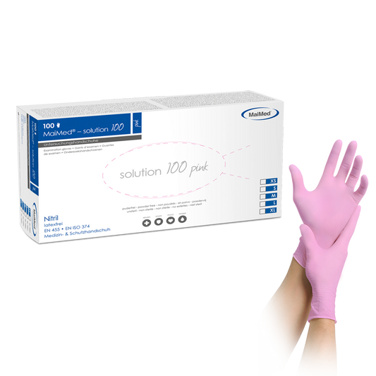 MaiMed-solution 100 guanto rosa non sterile, senza polvere, senza lattice, blu, 100 pezzi/scatola