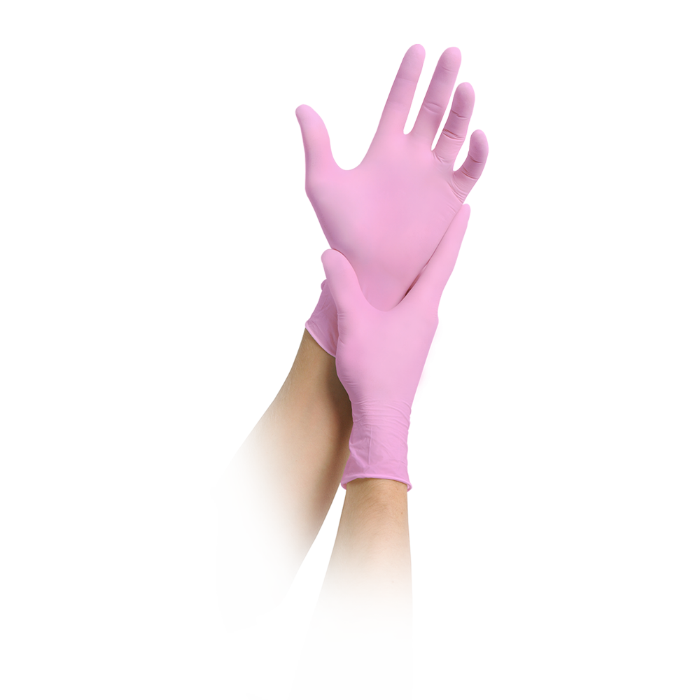 MaiMed-solution 100 gant rose non stérile, non poudré et sans latex, bleu, 100 pièces/boîte