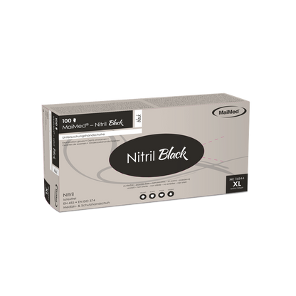 MaiMed-Nitrile Black Guanti neri, non sterili, senza polvere e senza lattice, 100 pezzi/scatola