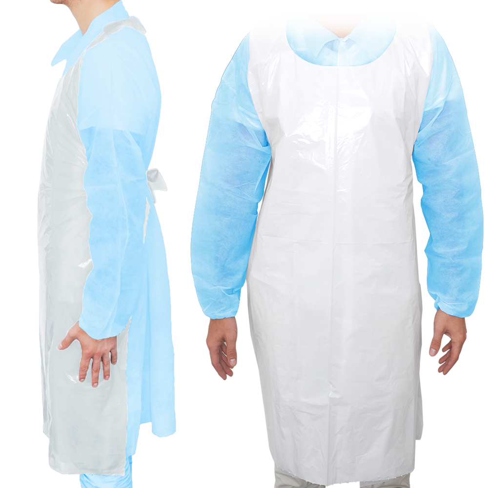 MaiMed-Apron Light PE, Schürze aus PE 75x120cm weiß, 100 St./Pack, geblockt, glatte Oberfläche  | Packung (100 Stück)