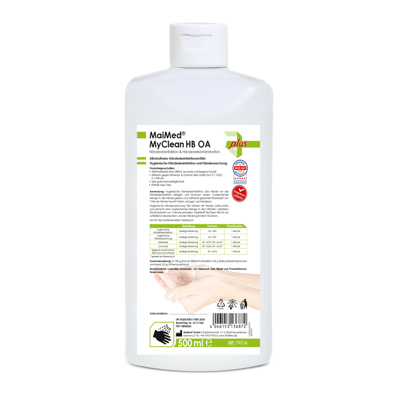MaiMed MyClean HB OA biocida disinfettante per le mani, senza alcool, 500 ml/flacone, 1 pezzo | Bottiglia (500ml)