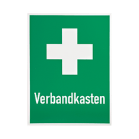 Rettungszeichen 400 x 300 mm Erste-Hilfe-Kreuz - Beschriftung Verbandkasten