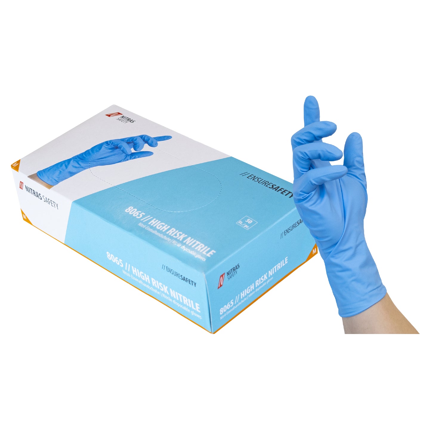 NITRAS HIGH RISK NITRILE, Nitril-Einmalhandschuhe, blau
