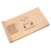 A stack of Vacumat 22 double-layer filter paper vacuum bags (pack of 10) from Diversey Deutschland GmbH & Co. OHG, featuring a cardboard collar, a round opening, printed product information, a barcode, and a diagram illustrating improved filtration efficiency.