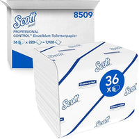 Scott® Control™ toilet paper by Kimberly-Clark GmbH, single-sheet system, white, 36 packs of 220 sheets each per carton.