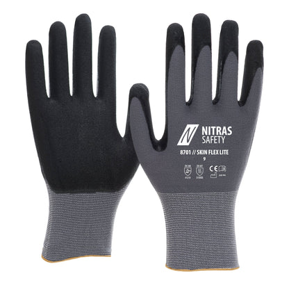 NITRAS SKIN FLEX LITE, assembly gloves, gray / black