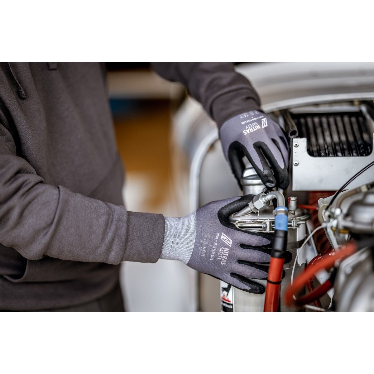 NITRAS SKIN FLEX LITE, assembly gloves, gray / black