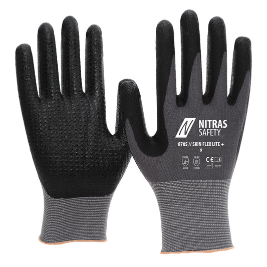 NITRAS SKIN FLEX LITE+, guanti da montaggio, grigio / nero