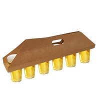La PAPSTAR Les plateaux de transport « pure » de 12 x 9,5 cm, de couleur marron, peuvent contenir 6 gobelets et sont dotés d'une fente supérieure servant de poignée pour faciliter leur transport. Fabriqués par la PAPSTAR GmbH : chaque emballage contient 30 barquettes en carton écologiques, emballées sous film thermorétractable.