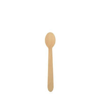 A PAPSTAR "Pure" wooden coffee spoon, 11 cm, eco-friendly from PAPSTAR A GmbH logo with a rounded bowl and a straight handle is centered on a white background.
