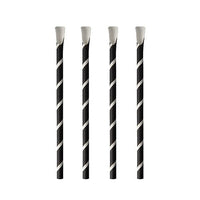 Quattro PAPSTAR Cannucce di carta con cucchiaino, Ø 8 mm e lunghe 20 cm, disposte in fila in posizione verticale su uno sfondo bianco – eleganti ed ecologiche, realizzate da PAPSTAR GmbH per ogni occasione.