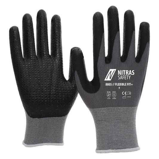 NITRAS FLEXIBLE FIT+, guanti da montaggio, grigio / nero