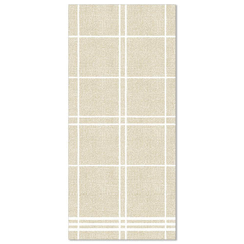 I 50 tovaglioli PAPSTAR della "ROYAL Collection" 1/6 piegatura 48x33 cm della PAPSTAR GmbH si distinguono per il loro design a griglia beige-bianco e offrono un aspetto tessuto, ispirato alla ROYAL Collection - ideale per abbellire ogni tavola apparecchiata con stile.