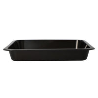 A black, rectangular Starpak 50 microwave dish made of polypropylene with beveled sides, microwave-safe, shown from the side against a white background.