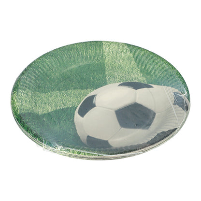 I PAPSTAR 10 piatti, cartone rotondo Ø 23 cm della PAPSTAR GmbH con design da calcio su prato sono perfetti per feste ed eventi e vengono confezionati in pellicola di plastica trasparente.