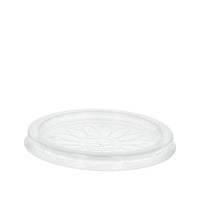 Starpak 25 "To Go" lids made of durable, transparent PP, each Ø 11.5 cm, feature a subtle floral pattern in the center and are shown against a plain white background. (25 pieces).
