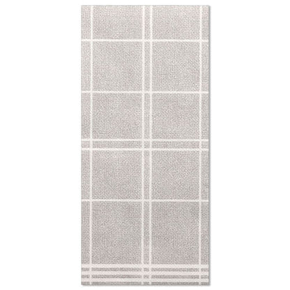I 50 tovaglioli PAPSTAR della "ROYAL Collection" 1/6 piegatura 48x33 cm "Kitchen Craft" presentano un elegante design rettangolare grigio con motivo a griglia bianca e bordi incorniciati - perfetti per migliorare la decorazione della tua tavola.