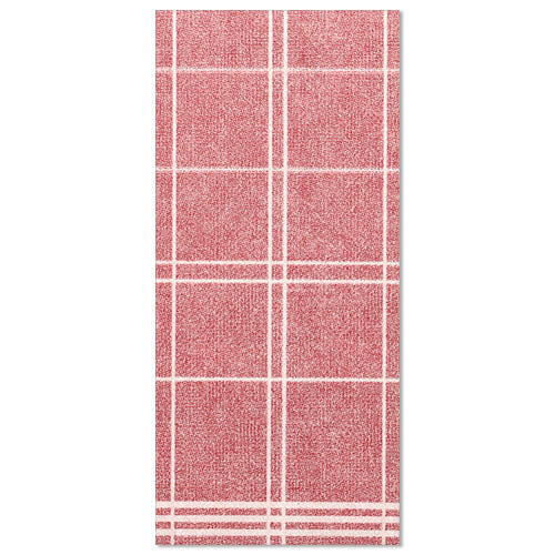 Il tovagliolo Kitchen Craft "ROYAL Collection" (48x33 cm, 1/6 piegatura) della PAPSTAR GmbH presenta un motivo a quadri rosso-bianco con linee parallele - ideale per una decorazione da tavola elegante - piatto su sfondo bianco.
