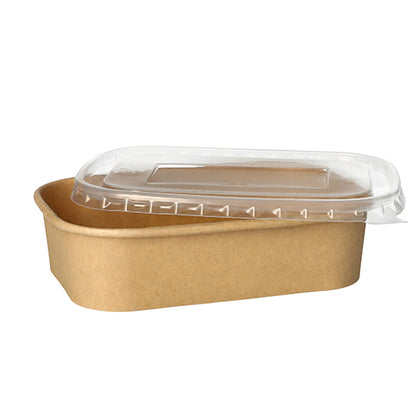 La PAPSTAR GmbH 25 bicchieri da imballaggio di cartone marrone rettangolare con coperchio trasparente sono soluzioni di imballaggio ecologiche e sono ideali per un uso sostenibile.