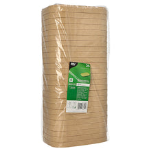 Ein in Klarsichtfolie verpackter Stapel brauner PAPSTAR Deckel für Verpackungsbecher, rechteckig (2x17,3x12,3 cm, 25 Stück), mit einem grün-weißen Etikett der PAPSTAR GmbH mit Produktangaben auf der Vorderseite.