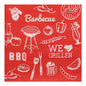 Die 30 3-lagigen Servietten (33 x 33 cm, 1/4-Falz) der PAPSTAR GmbH bestehen aus roten Servietten mit weißen Grillmotiven – Grill, Werkzeuge, Lebensmittel, Getränke und Sprüche wie „Barbecue“, „BBQ“ und „WE ♥ GRILLEN“ – ideal für jedes Grillevent.