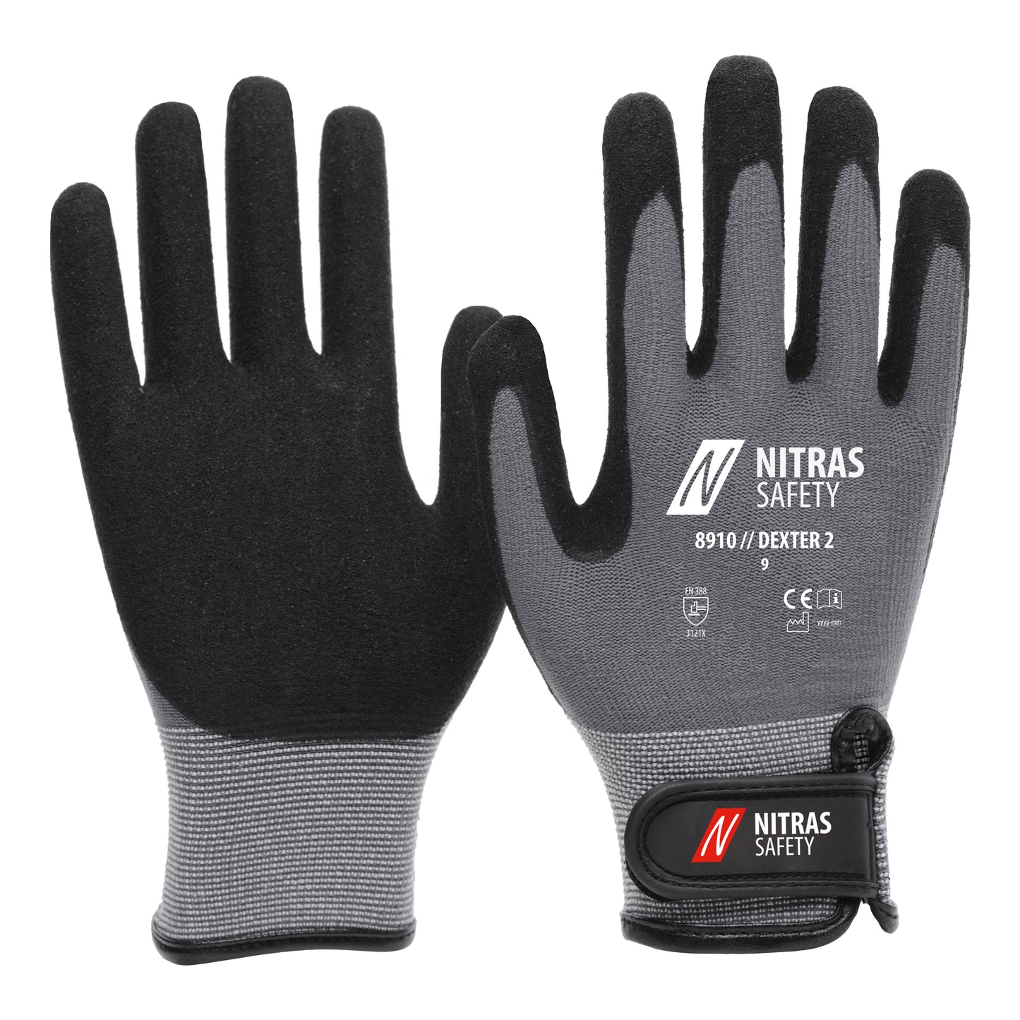 NITRAS DEXTER 2, gants de mécanicien, gris/noir
