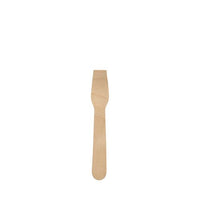Un seul PAPSTAR Cuillère à glace en bois « pure », 9,4 cm, cirée, respectueuse de l'environnement (de PAPSTAR GmbH) figure au centre sur fond blanc.