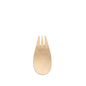 The PAPSTAR wooden spork "pure", 8.2 cm, from PAPSTAR GmbH is an eco-friendly disposable cutlery with a rounded spoon shape and short prongs - ideal for finger food - on a white background (pack of 150 pieces).