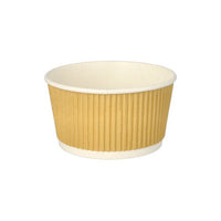 La photo représente un PAPSTAR Tasse à soupe ronde (11 cm) de la PAPSTAR GmbH avec un motif « Ripple Wall » marron et blanc sur fond blanc. Le lot contient 25 pièces.