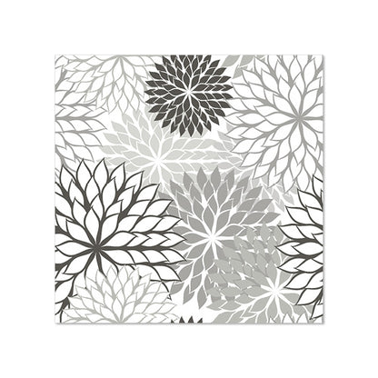 PAPSTAR 20 napkins (25 x 25 cm, 3-ply, 1/4-fold) from PAPSTAR GmbH feature a square floral pattern with pointed petals in black, gray, and white on a white background – perfect table decoration with evenly distributed flowers of different sizes.
