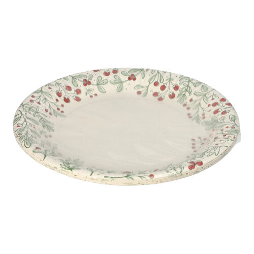 Un piatto di cartone rotondo, PAPSTAR 10 piatti della PAPSTAR GmbH, Ø 23 cm, è raffigurato vuoto su sfondo bianco. A differenza dei piatti in ceramica con motivi decorativi, questo piatto usa e getta è ideale per feste ed eventi.