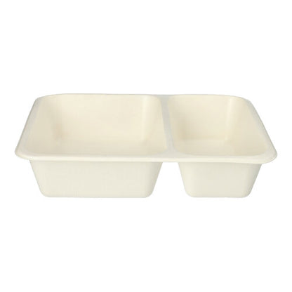 The PAPSTAR 50 sealable sugarcane bowls from PAPSTAR GmbH are rectangular, two-part dining bowls (4.9 x 22.7 x 17.8 cm) made from light, eco-friendly sugarcane with PLA coating for additional sustainability – ideal for meals or snacks.