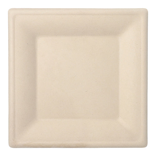 L'assiette PAPSTAR 50, canne à sucre « pure » de PAPSTAR GmbH est une assiette jetable carrée, simple, compostable en beige avec des bords surélevés - idéale pour des exigences durables et un service respectueux de l'environnement.