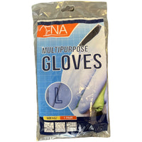 A sealed plastic package of Abena Re-Seller GmbH ENA Multipurpose Household Gloves (latex, yellow, size 9 (Large)) contains 1 pair. The packaging features an image of gloved hands and information in blue, orange, and white—ideal for a variety of uses.