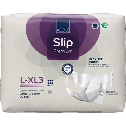 Eine Packung ABENA Slip Flexi Fit M-L Premium von Abena Re-Seller GmbH enthält 20 Stück und zeichnet sich durch Premiumqualität, flexible Passform, Hautschutz und flexible Seiten aus.